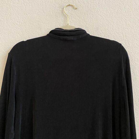 Chico’s Travelers Womens Open Front Cardigan Black Sz 2 (L) Long Sleeve Knit - Picture 8 of 9